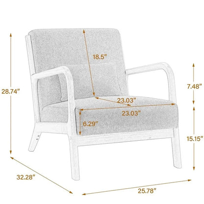 Mid-Century Modern Fabric Upholstered Wood Arm Chair