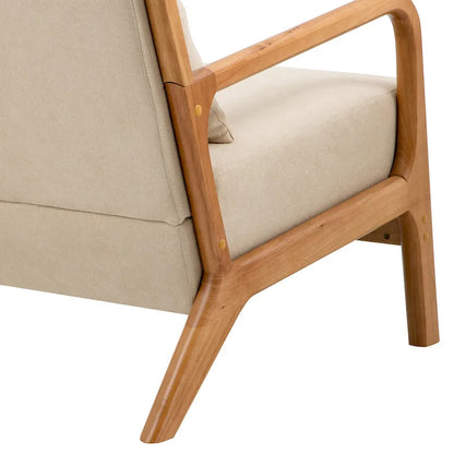 Mid-Century Modern Fabric Upholstered Wood Arm Chair