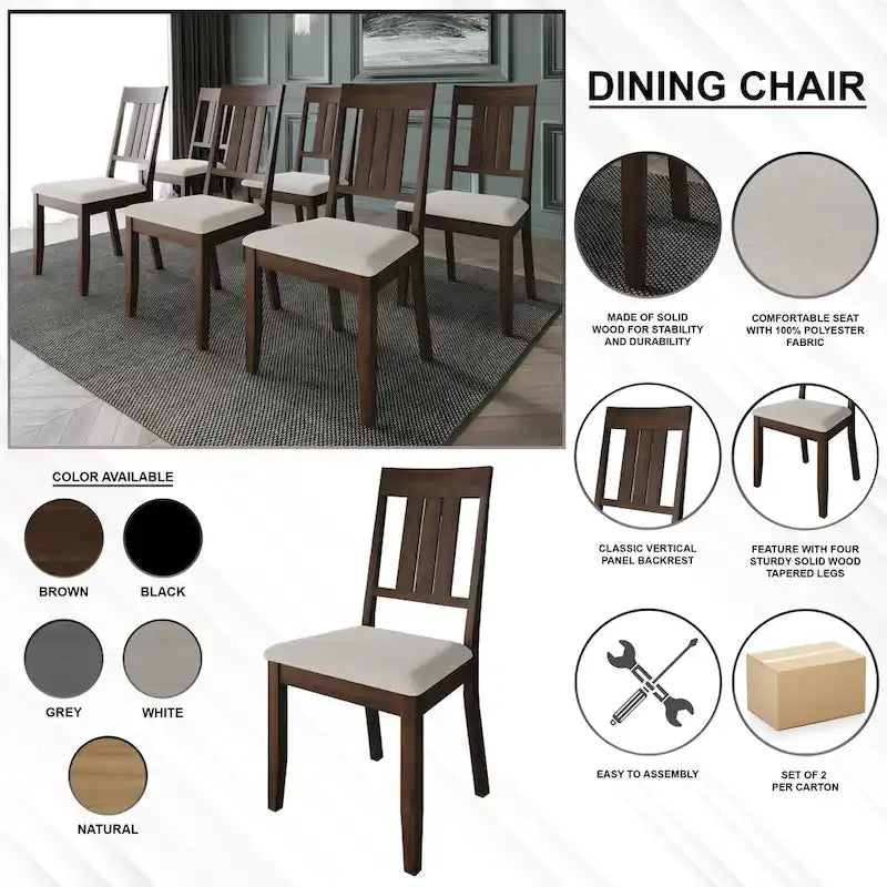 CraftPorch Classic Wooden Dining Chairs (Set of 2) - N/A