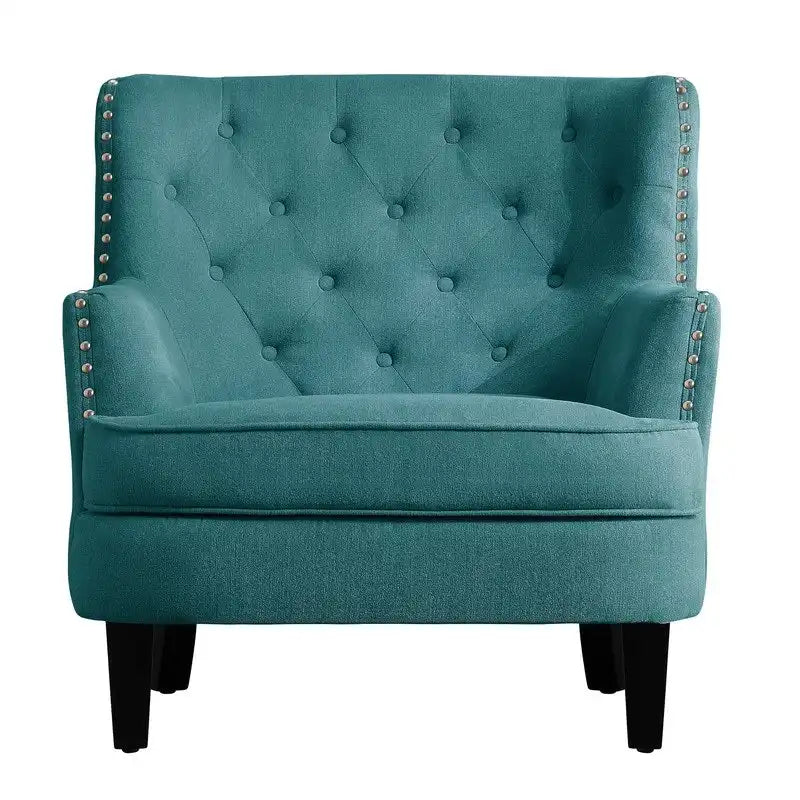Moser Bay Mignon Velvet / Linen 30  Wide Tufted Wingback Accent Chair