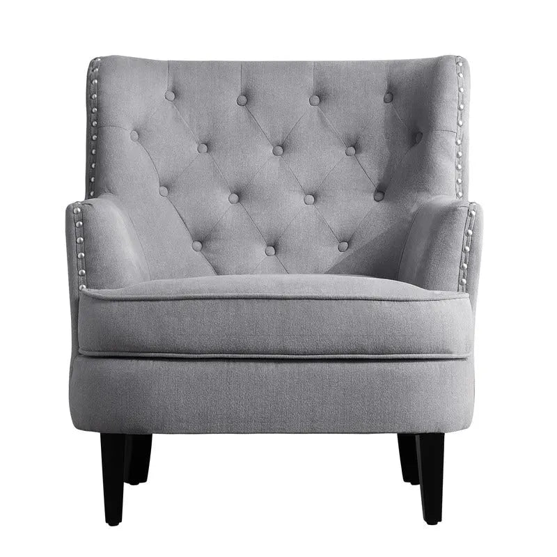Moser Bay Mignon Velvet / Linen 30  Wide Tufted Wingback Accent Chair