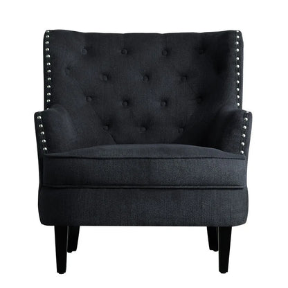 Moser Bay Mignon Velvet / Linen 30  Wide Tufted Wingback Accent Chair