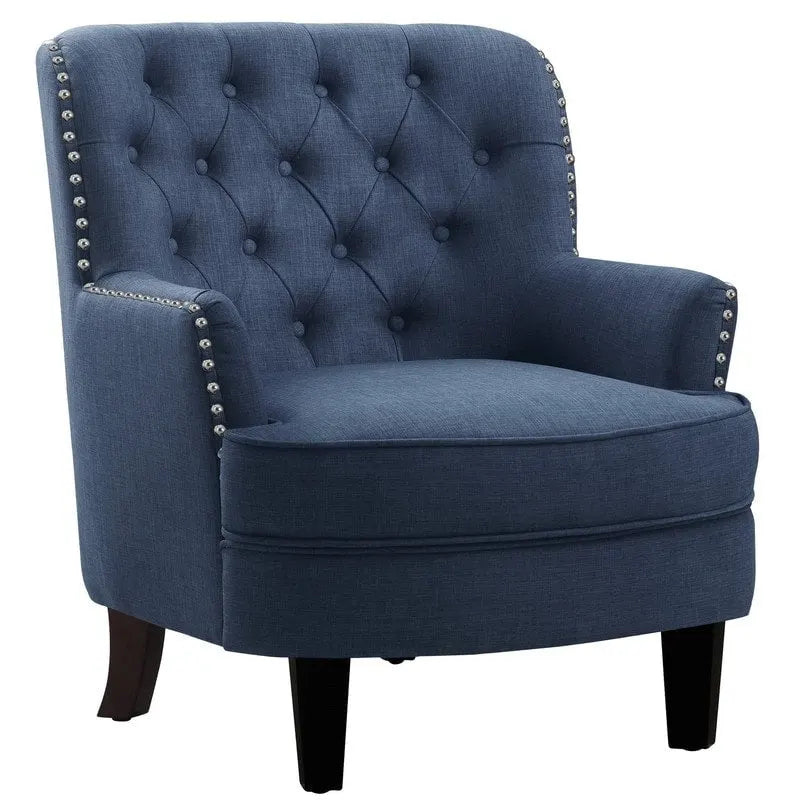 Moser Bay Mignon Velvet / Linen 30  Wide Tufted Wingback Accent Chair
