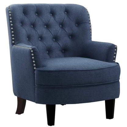 Moser Bay Mignon Velvet / Linen 30  Wide Tufted Wingback Accent Chair
