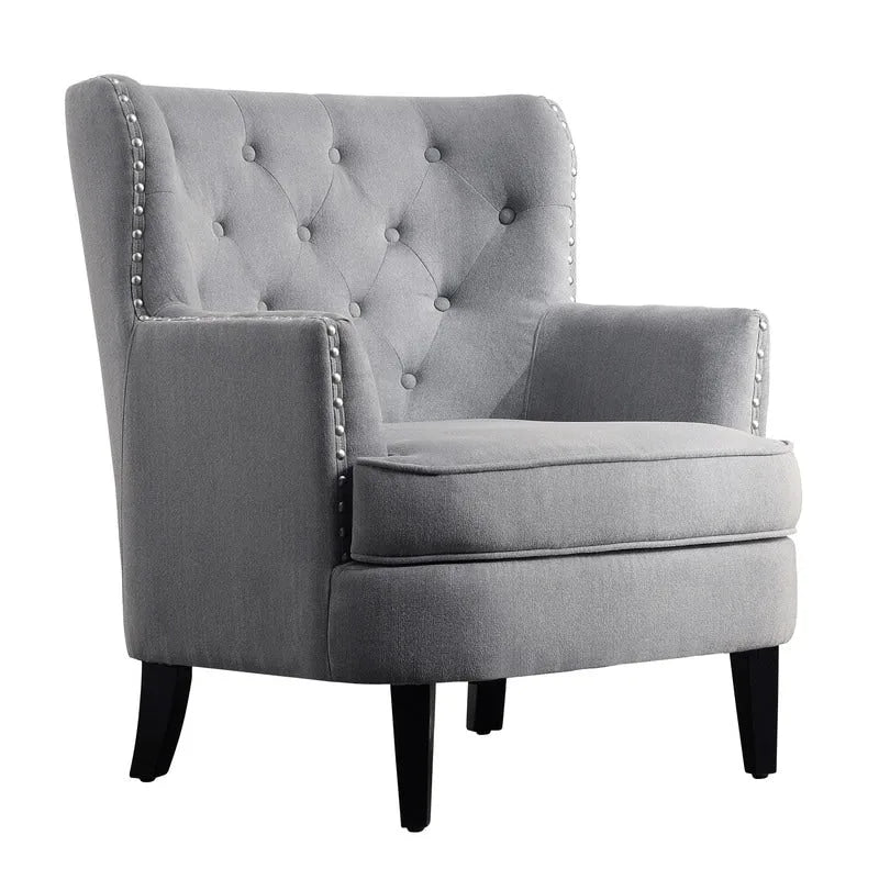 Moser Bay Mignon Velvet / Linen 30  Wide Tufted Wingback Accent Chair