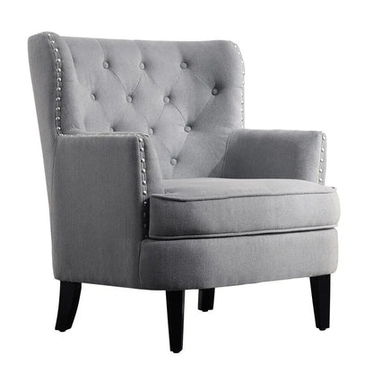 Moser Bay Mignon Velvet / Linen 30  Wide Tufted Wingback Accent Chair