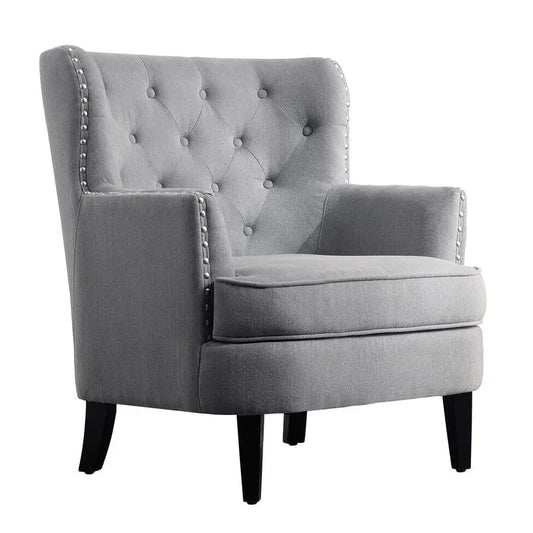Moser Bay Mignon Velvet / Linen 30  Wide Tufted Wingback Accent Chair