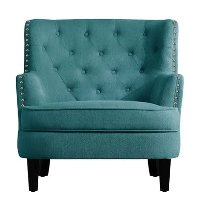 Moser Bay Mignon Velvet / Linen 30  Wide Tufted Wingback Accent Chair