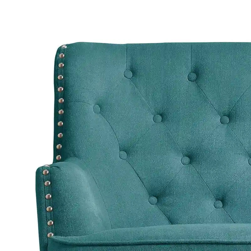 Moser Bay Mignon Velvet / Linen 30  Wide Tufted Wingback Accent Chair
