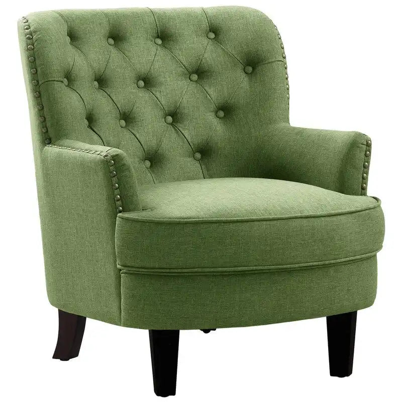 Moser Bay Mignon Velvet / Linen 30  Wide Tufted Wingback Accent Chair