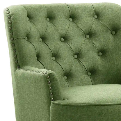 Moser Bay Mignon Velvet / Linen 30  Wide Tufted Wingback Accent Chair