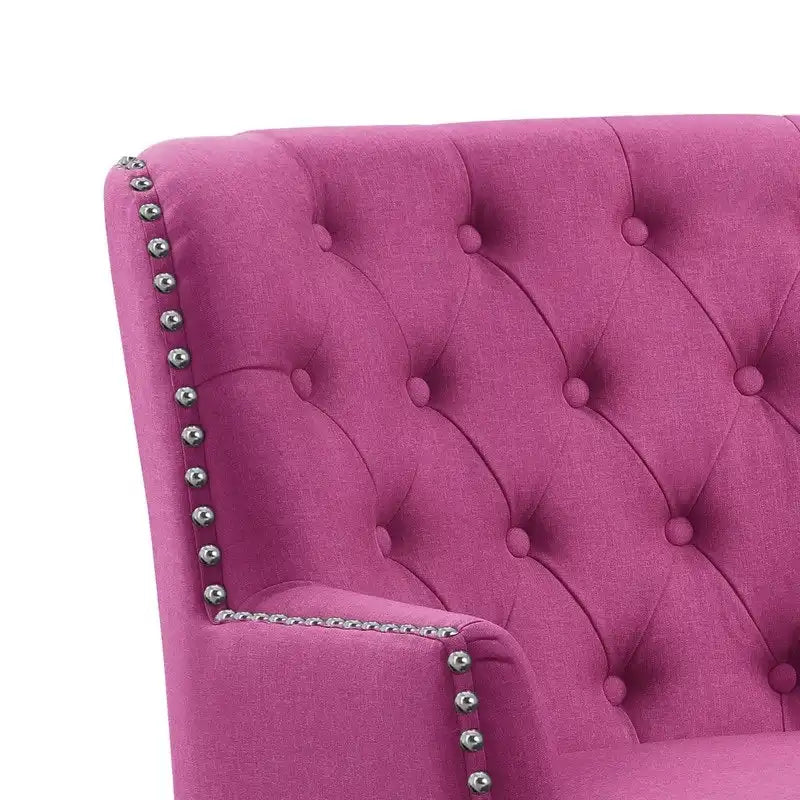 Moser Bay Mignon Velvet / Linen 30  Wide Tufted Wingback Accent Chair