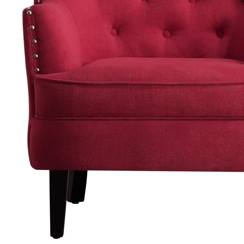 Moser Bay Mignon Velvet / Linen 30  Wide Tufted Wingback Accent Chair