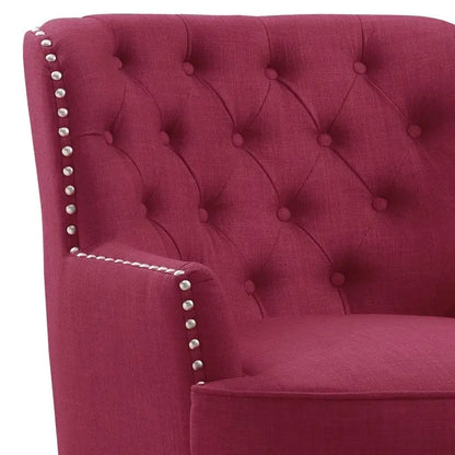 Moser Bay Mignon Velvet / Linen 30  Wide Tufted Wingback Accent Chair