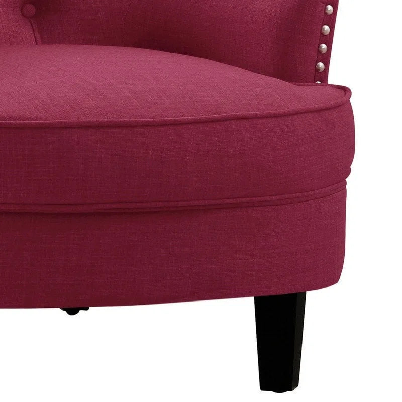 Moser Bay Mignon Velvet / Linen 30  Wide Tufted Wingback Accent Chair