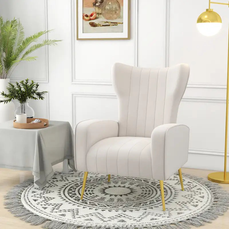 Upholstered Wingback Accent Chair - 26.4 W x 37.8 H x 32.6 D