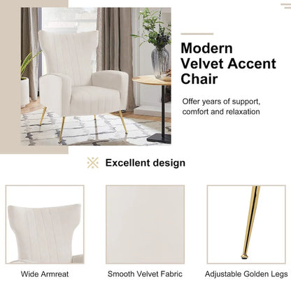 Upholstered Wingback Accent Chair - 26.4 W x 37.8 H x 32.6 D