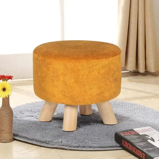 Adeco Round Ottoman Velvet Foot Rest Stool with Non-Skid Legs