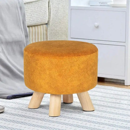Adeco Round Ottoman Velvet Foot Rest Stool with Non-Skid Legs