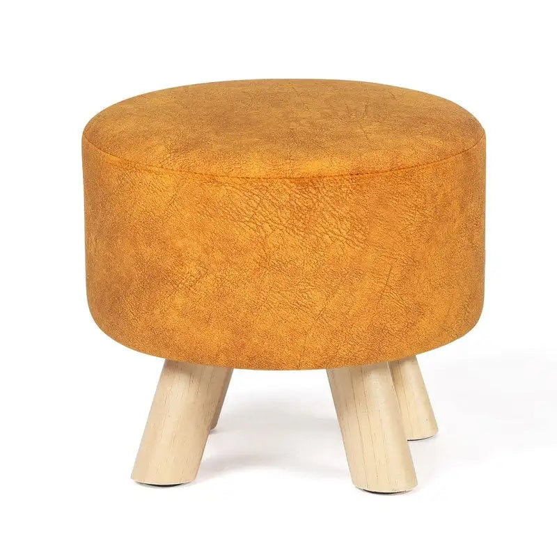 Adeco Round Ottoman Velvet Foot Rest Stool with Non-Skid Legs