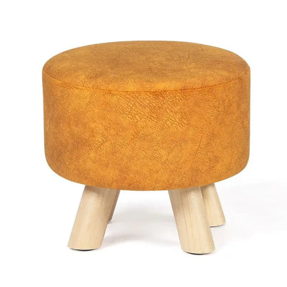 Adeco Round Ottoman Velvet Foot Rest Stool with Non-Skid Legs