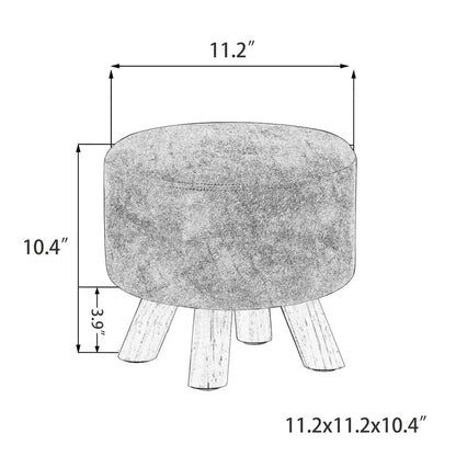Adeco Round Ottoman Velvet Foot Rest Stool with Non-Skid Legs
