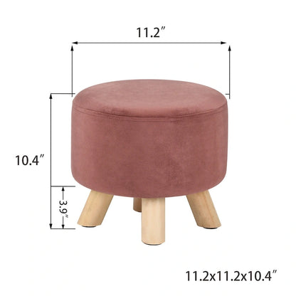 Adeco Round Ottoman Velvet Foot Rest Stool with Non-Skid Legs