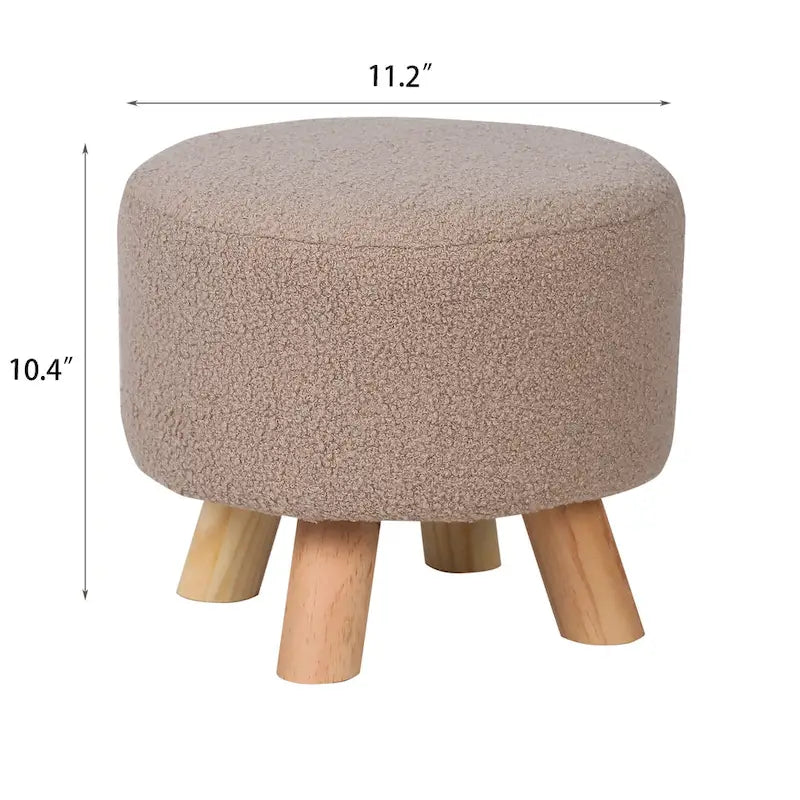 Adeco Round Ottoman Velvet Foot Rest Stool with Non-Skid Legs