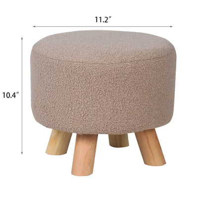Adeco Round Ottoman Velvet Foot Rest Stool with Non-Skid Legs