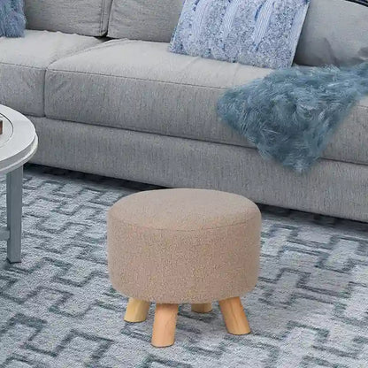 Adeco Round Ottoman Velvet Foot Rest Stool with Non-Skid Legs