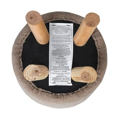 Adeco Round Ottoman Velvet Foot Rest Stool with Non-Skid Legs