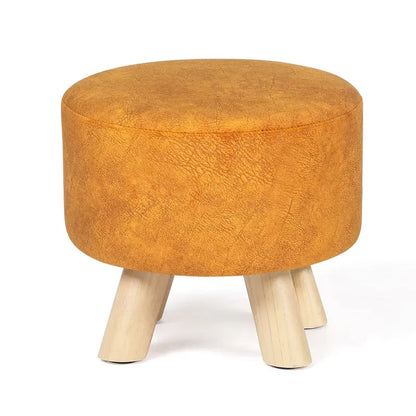 Adeco Round Ottoman Velvet Foot Rest Stool with Non-Skid Legs