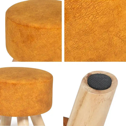 Adeco Round Ottoman Velvet Foot Rest Stool with Non-Skid Legs