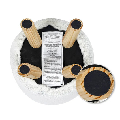 Adeco Round Ottoman Velvet Foot Rest Stool with Non-Skid Legs