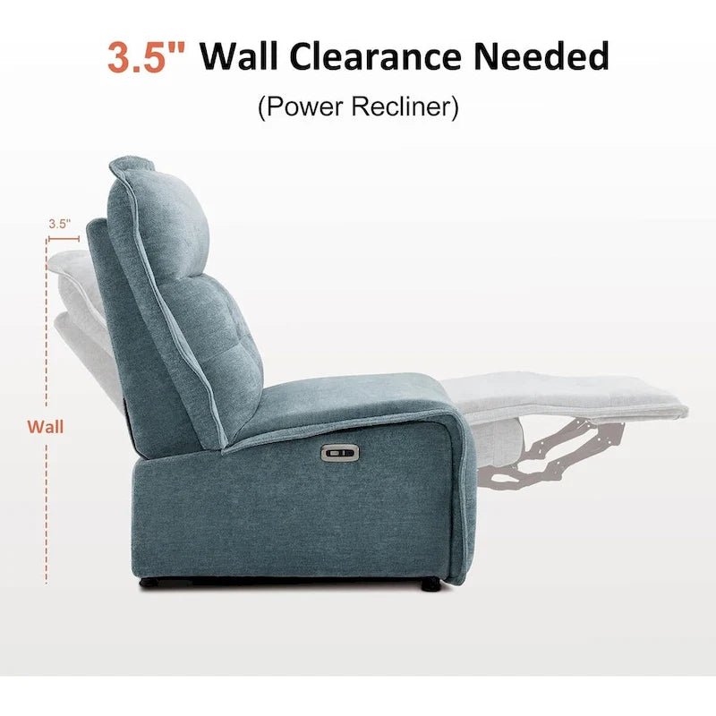 MCombo Armless Power Recliner Chair with USB Ports, 3.5  Wall Clearance Electric Reclining Sofa Chair for Living Room, ALR01