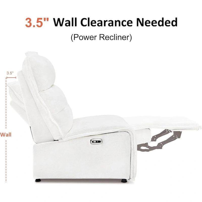 MCombo Armless Power Recliner Chair with USB Ports, 3.5  Wall Clearance Electric Reclining Sofa Chair for Living Room, ALR01