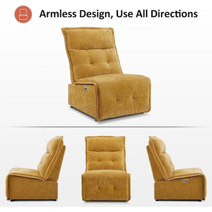 MCombo Armless Power Recliner Chair with USB Ports, 3.5  Wall Clearance Electric Reclining Sofa Chair for Living Room, ALR01