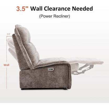 MCombo Armless Power Recliner Chair with USB Ports, 3.5  Wall Clearance Electric Reclining Sofa Chair for Living Room, ALR01