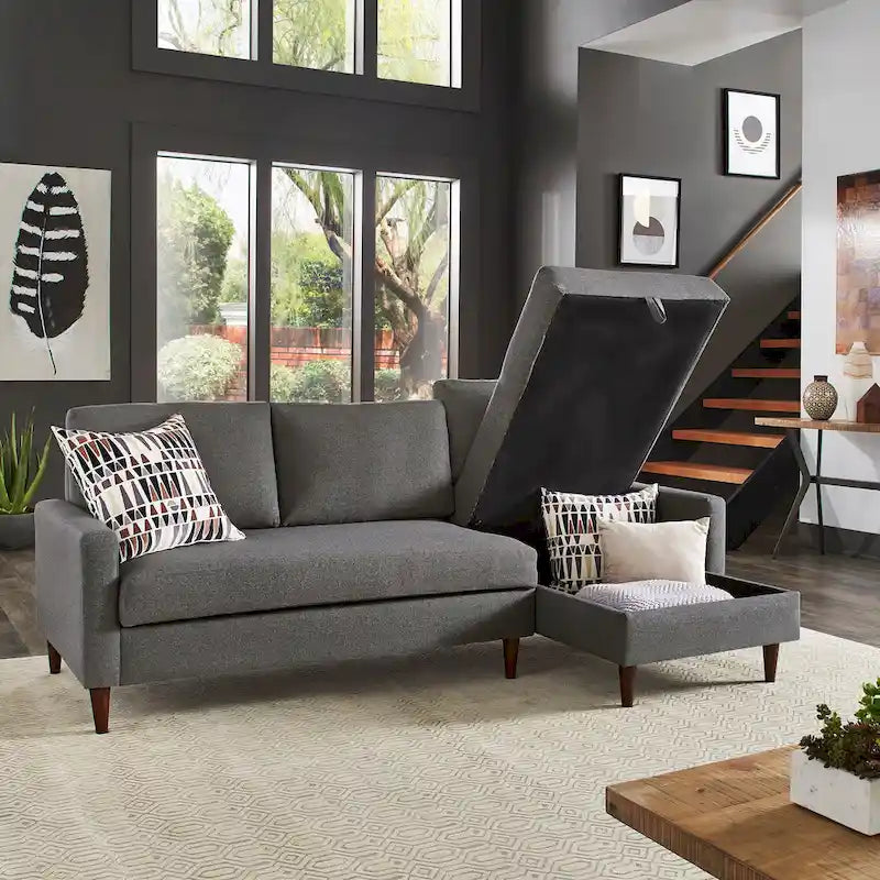 Parker Convertible Sofa with Right Facing Storage Chaise by iNSPIRE Q Modern