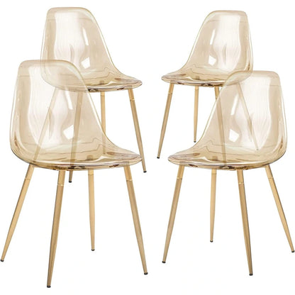 Modern Kitchen Dining Side Chair with Metal Legs, Set of 4, Amber
