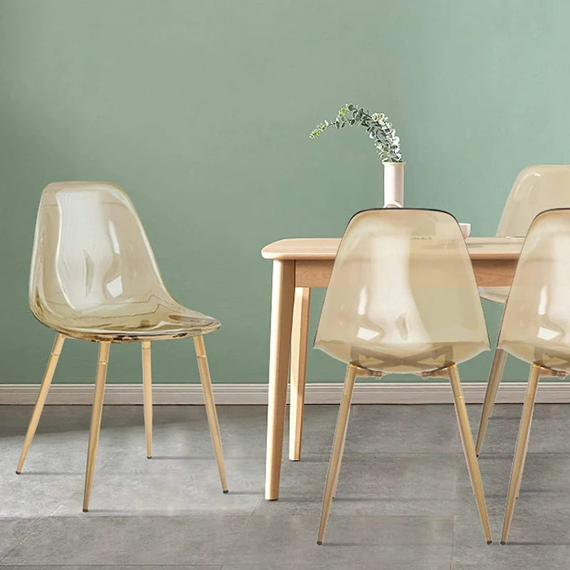 Modern Kitchen Dining Side Chair with Metal Legs, Set of 4, Amber