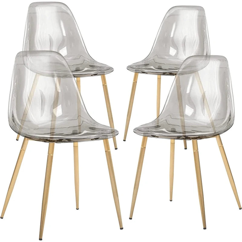 Modern Kitchen Dining Side Chair with Metal Legs, Set of 4, Amber