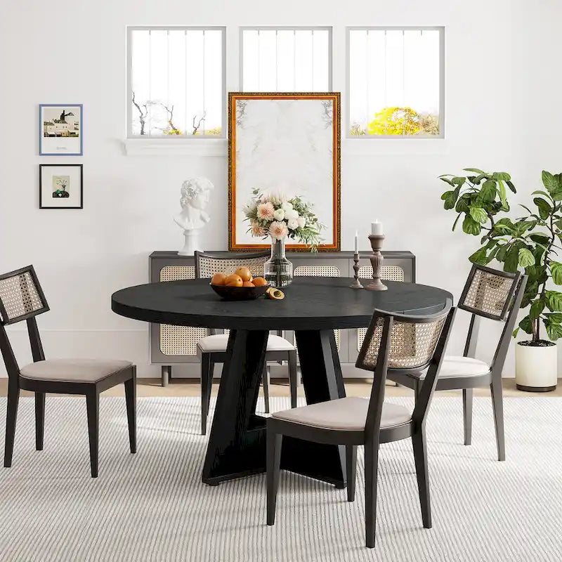 Tavolo da pranzo rotondo per 4 persone, tavolo da cucina rustico da 47 pollici, piccolo tavolo da pranzo