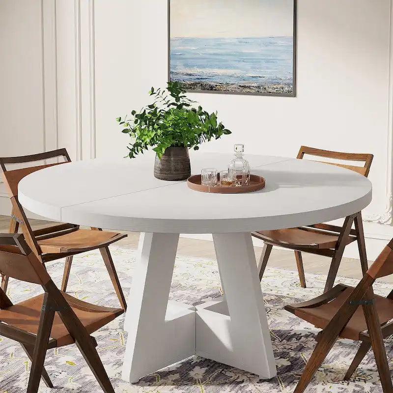 Tavolo da pranzo rotondo per 4 persone, tavolo da cucina rustico da 47 pollici, piccolo tavolo da pranzo