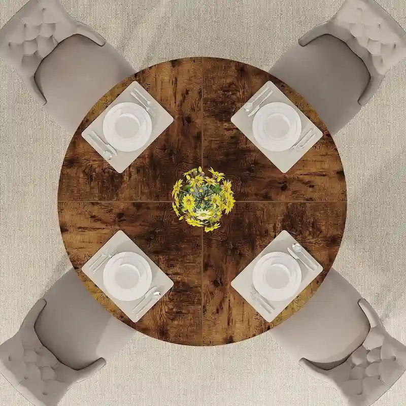 Tavolo da pranzo rotondo per 4 persone, tavolo da cucina rustico da 47 pollici, piccolo tavolo da pranzo