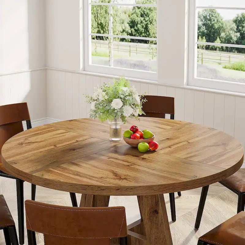 Tavolo da pranzo rotondo per 4 persone, tavolo da cucina rustico da 47 pollici, piccolo tavolo da pranzo
