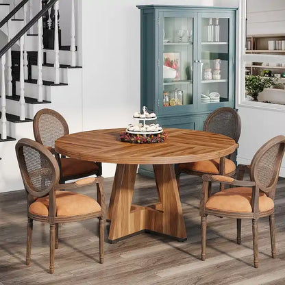 Tavolo da pranzo rotondo per 4 persone, tavolo da cucina rustico da 47 pollici, piccolo tavolo da pranzo