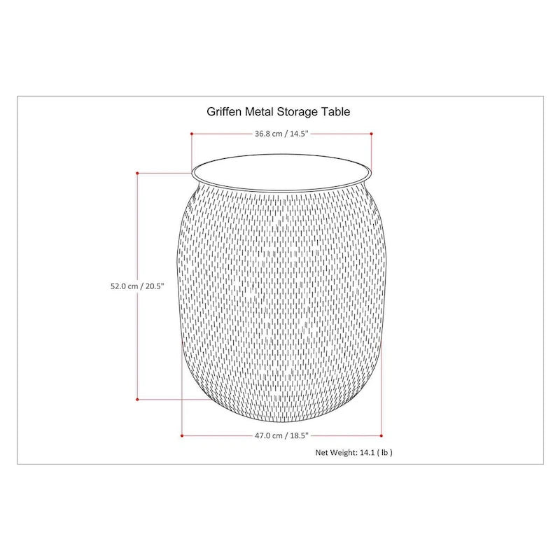 WYNDENHALL Riva Industrial 19 inch Wide Metal Storage Accent Side Table, Fully Assembled