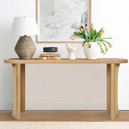 60  Solid Rattan Console Table