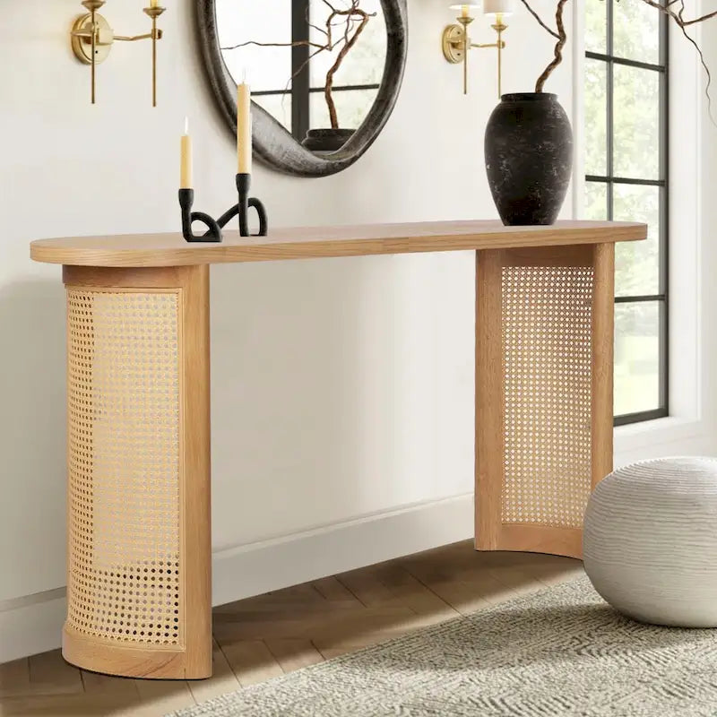 60  Solid Rattan Console Table